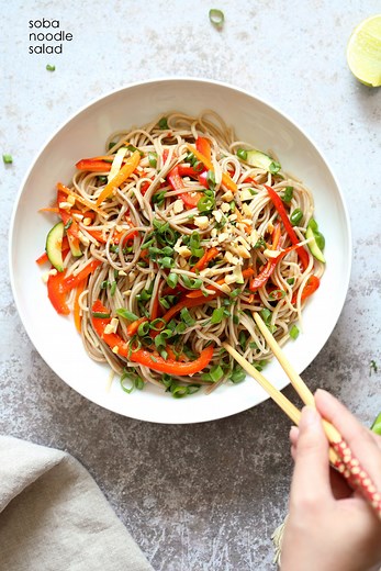 Cold Soba Noodle Salad Recipe with Sesame Ginger Dressing - Vegan Richa