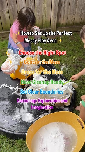 ✨How to Set Up the Perfect Messy Play Area! Make the mess manageable—and fun! 🤍1. Choose the Right Spot 🧼Go for a wipeable floor or a backyard, or protect your space with a mat or shower curtain.2. Contain the Mess 🧺Use trays, bins, or containers to keep sensory materials in one place—less spillage equals less stress.3. Dress for the Mess 👕Old clothes, aprons, or swimsuits work great. Let kids know getting dirty is part of the fun!4. Have Cleanup Ready 🧽Before the fun starts, prepare towels
