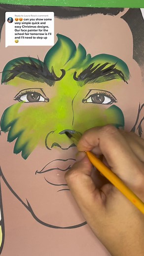 Replying to @Laura Ross Boys will love Mr Grinch! 💚 #mrgrinchfacepaint #fastdesigns #fastchristmasdesigns #howtopaint #facepainttutorial #lineboosters