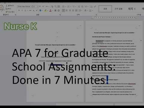 APA 7th Still struggling with formatting? Graduate School Assignments in 7 mins!Real Student SampleE