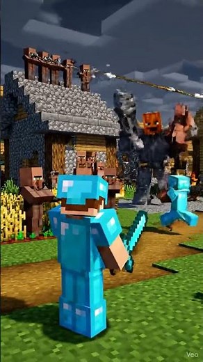 🔥 Epic Minecraft Village Raid – Defend the Villagers! ⚔️ #MinecraftShorts