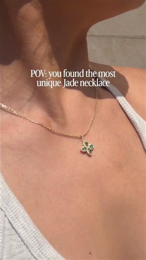 Modern Jade Necklace in 14K Gold 💚 Diamond Floral Pendant