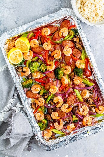 Shrimp and Andouille Sheet Pan Dinner