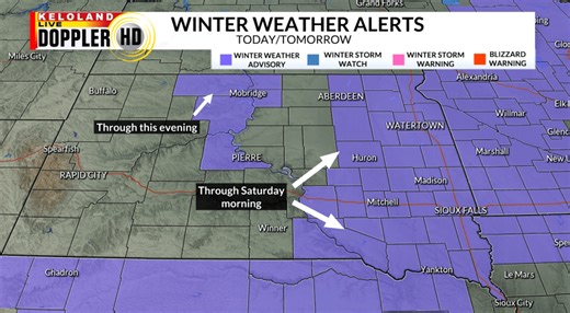 Storm Center PM update: Snow and freezing rain tonight in eastern KELOLAND
