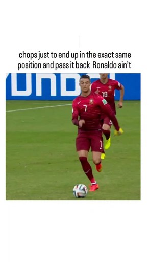 sports_decodee_01 on Instagram: "This post recirculates a 2014 FIFA World Cup clip from Portugal's 2-2 draw with USA, showing Ronaldo executing step-over chops against three defenders before passing backward, framed as comically futile. As a Barcelona fan account's jab at Ronaldo, it echoes the Messi-Ronaldo rivalry, with replies split between mocking the flair as unnecessary and praising it for maintaining possession and creating space. The video's viral revival highlights football's enduring b