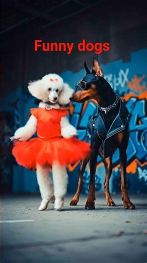 Two Stylish Dogs Dancing in Cute Outfits 🐶🕺 #shorts