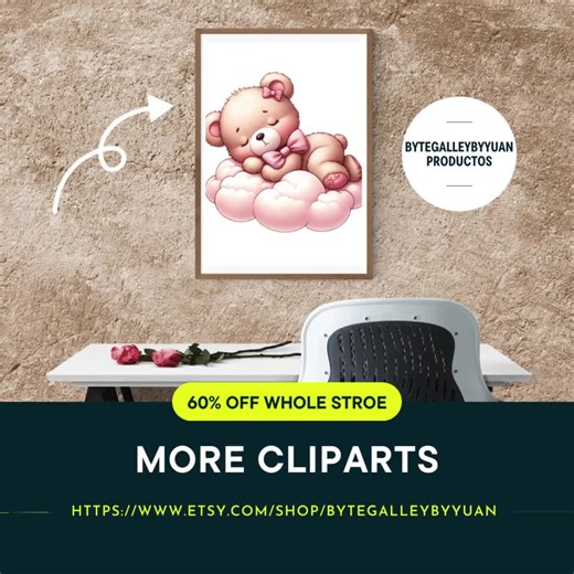 Watercolor Teddy Bear Clipart: Baby Shower PNG Bundle (55 Files) - Etsy