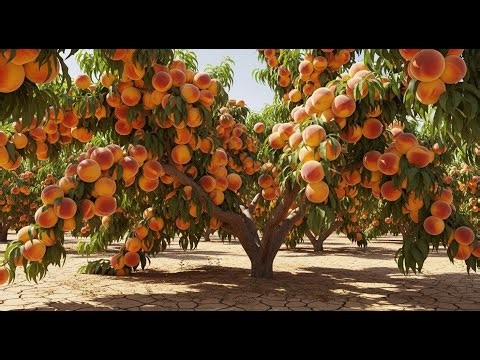 HOW GIANT PEACHES ARE GROWN IN DESSERT | Massive Ripe Peach Orchard Harvest Inside Farm