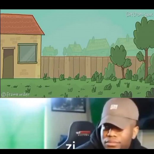 Elderly Man's Struggle in Animated Lawn Mowing Scene