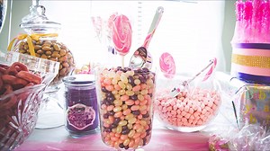 Flashback to our fave candy buffet to date: Sade's Pink, Purple & Gold Baby Shower! https://goo.gl/4G7b7O | BulkCandyStore.com
