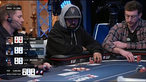 The stakes couldn't be higher and all eyes are on the two players at the table. The hands can change on a dime and with nearly 18,000,000 at stake it's no wonder the tension is palpable at this moment. Will this be the time one of them takes it all? Or will another player raise the odds even further? Only time will tell as these heavyweights battle it out for the pot! Everyone is curious to see who manages to come out ahead; it's sure to be an exciting hand to watch! | World Poker Tour (WPT)