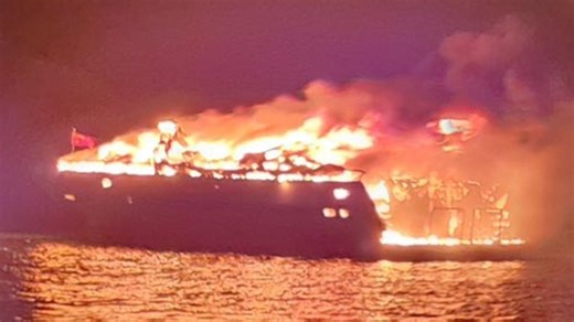 Seven-hour blaze sinks 70ft luxury yacht off Qld coast
