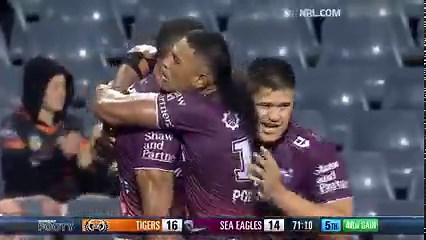 Match Highlights 🎥 - #NRLTigersManly The Sea Eagles have survived a second-half surge from the Wests Tigers to win 22-16 at Campbelltown Stadium. | NRL
