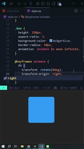 Quick CSS Animations: Rotate Right Animation Effect #coding #shorts