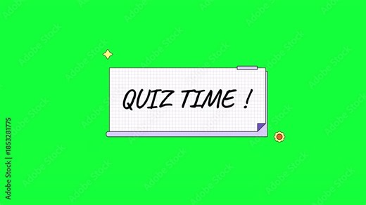 Handwritten Quiz Time Text on Paper Note Board, Green Screen Animation, 4K