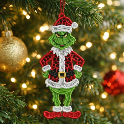FSL Grinch - Free Standing Lace Machine Embroidery Designs Instant Download 5x7 Hoop SCA1267-009 - Etsy