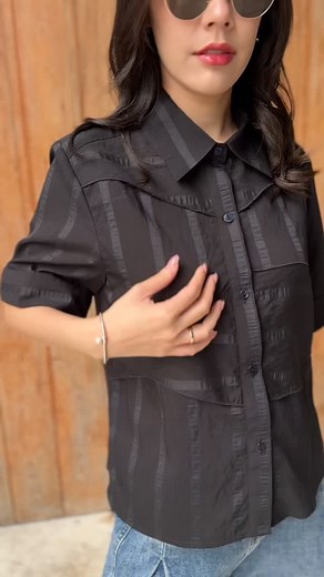 87 reactions · 8 comments | Black Curve Layered Short Sleeve Shirt...