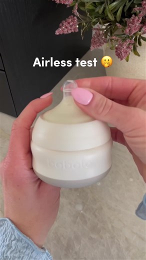 The airless test 🫢👇 Push the air out ➡️ flip the bottle ➡️ no drips, no leaks, less gas. The Baby-Led Bottle® that supports their pace, not forces it. 🩵Airless. Baby-led. Babaloo.✨ www.babaloo.us#babaloobottle #babyledbottle #babaloo #fyp