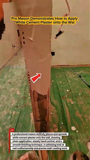 Pro Mason Demonstrates How to Apply White Cement Plaster onto the Wall
