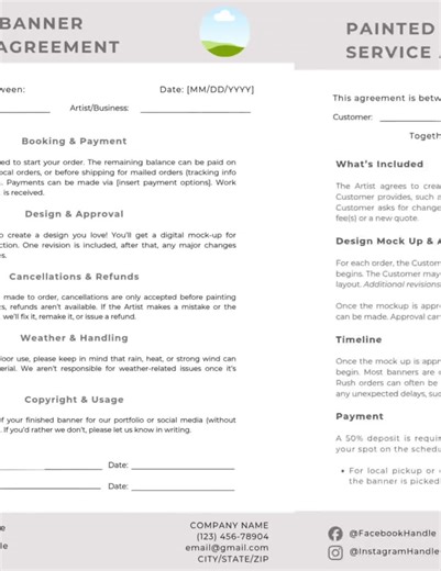 Painted Banner Business Starter Kit | Editable Canva Templates | Contract, Invoice, Order Form, FAQ   More - Etsy