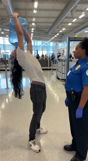 DRINKING ALL 5 GALLONS AT TSA - Airport Security PRANK! #Shorts