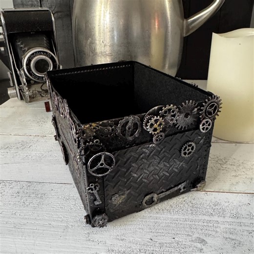 Steampunk Industrial Metal Box Container Décor Upcycled - Etsy