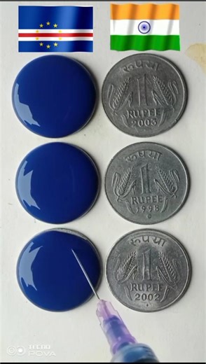 🇨🇻 🇮🇳 water drop painting on coins | republic day drawing #shorts #art #drop #trending #reels