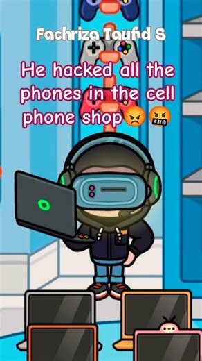He hacked all the phones in the cell phone shop😡🤬 #tocaboca #funny #tocalifeworld #shorts