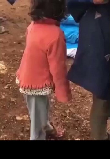 Syrian Little Girl Shivering in Cold Weather