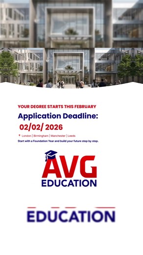 🔥This could be the year everything changes!* *February 2026 intake is now open for Foundation Year degrees across:* 📍 London 📍 Birmingham 📍 Manchester 📍 Leeds Whether you want a career in business, finance, computing, law, psychology, healthcare or hospitality there is a pathway for you. A Foundation Year gives you: ✔ Academic preparation ✔ Confidence ✔ Support ✔ A clear route into Year 1 ⏳ Deadline: 02 February 2026 Don’t wait until the last minute. Secure your place now. *Send us a messag