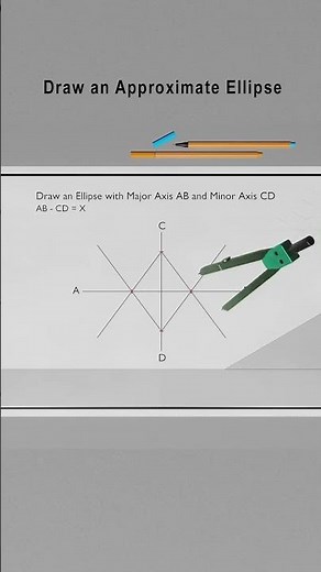 How to Draw an Approximate Ellipse Manually ( Method 2 ) #shorts