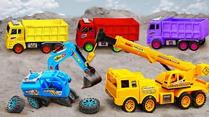 Sand Picker Truck, Motor Container Truck, Concrete Mixer Truck | Kids Toy TV