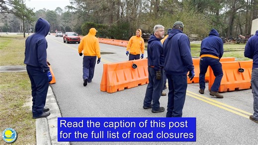 IT'S RACE WEEK IN MYRTLE BEACH! 🏃‍♀️🏃 The Myrtle Beach Marathon takes place Saturday, March 7 starting at 6:20 a.m., and the City of Myrtle Beach's Parks crews have begun setting up. They were out the morning of Monday, March 2 setting up orange barricades in the area that leads to the finish line at the parking lot of Pelicans Stadium. This year, the race will also start at the parking lot, unlike previous years, which have started on Robert Grissom Parkway. Please note the following road clo