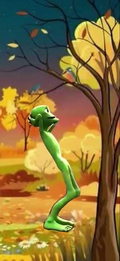 A mange-style alien dancing playfully in a scenic landscape #aliendance #alien