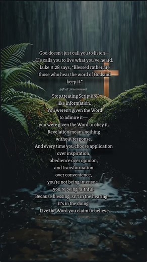 Hearing the Word is the beginning— but living it is the evidence. “But be doers of the word, and not hearers only, deceiving yourselves.” —James 1:22 God isn’t looking for listeners with good memory— He’s looking for disciples with surrendered lives. Obedience is the fruit of real faith. | Gift of Discernment