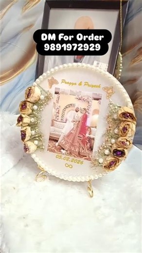 Round Resin Varmala Frame with Pearl Decoration | Wedding Memory Forever