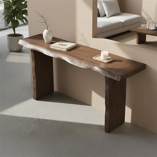 Live Edge Solid Wood Console Table Handcrafted Narrow Hallway Table Art Rustic Funiture Decoration - Etsy