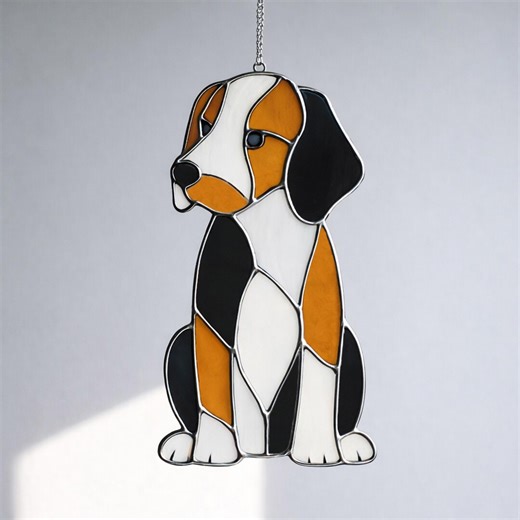Dog Stained Glass Pattern: Beagle Dog Suncatcher DIY (PDF/JPEG) - Etsy