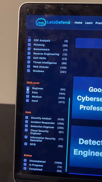 Here are beginners courses 🙌 #letsdefend #cybersecurity #socanalyst #computerengineering #cybersecuritytraining #fyp