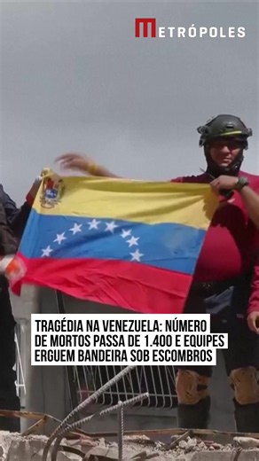 🇻🇪 TERREMOTOS NA VENEZUELA Em meio ao cenário de devastação provocado pelos fortes #terremotos que atingiram a #Venezuela no início desta semana, uma imagem de #resiliência marcou os esforços de resgate neste sábado (27/6). No topo das ruínas de um prédio desabado em #Caracas, equipes de socorristas ergueram a bandeira do país, simbolizando a esperança e a continuidade dos trabalhos de busca por sobreviventes. O ato simbólico ocorre no momento em que o balanço oficial da tragédia aponta que o 