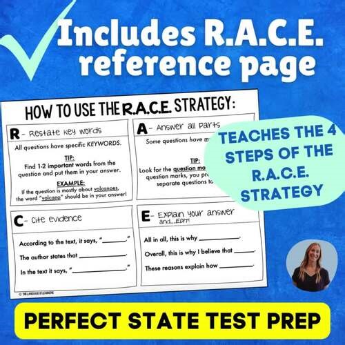 RACE Writing Strategy Practice Worksheets for Citing Text Evidence in Reading