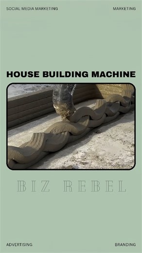 Biz Rebel - Business | Marketing on Instagram: "3D House Printer This machine is a game-changing breakthrough in construction. It can print an entire house faster than any human crew. The setup is simple: the printer moves along rails placed on the longest wall, and following a programmed layout, it extrudes cement with precision—automatically leaving gaps for pipes, electrical wiring, and insulation. Even though it's 3D printed, the final house is just as strong and durable as a traditional bri