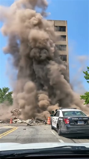 The sound this building makes when it explodes is insane... 🔊 #explosion