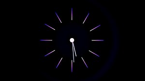 Abstract hand of the clock spinning fast, time passing and opportunities concept. Design. Silhouette of clock face on a black background, seamless loop.