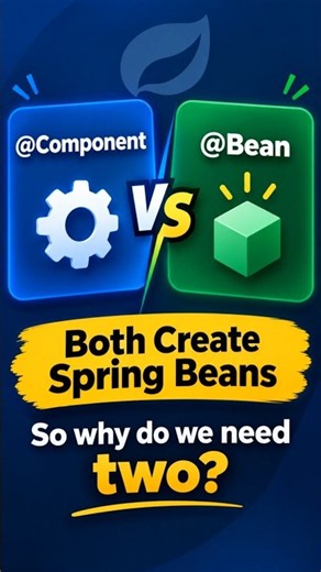 @Component vs @Bean — Both Create Beans, So Why Two? 🤔 | Spring boot #shorts