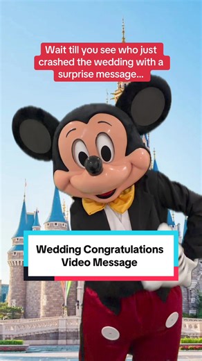 🐭✨ MICKEY just dropped the sweetest wedding party congratulations video and it’s honestly adorable. He can personalize these too — names, inside jokes, special moments… all in Mickey’s voice and full costume. Perfect for: 💍 Wedding parties 🎉 Engagements ❤️ Anniversaries 🎁 Surprise receptions If you want Mickey to send your favorite couple a magical shoutout, just comment WEDDING MICKEY or message me! #mickeymouse #weddingcongratulations #weddingparty #mickeycameo #disneywedding