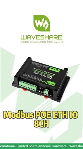 Modbus POE ETH IO 8CH,8DI/8DO with Dual Ethernet Ports,Triple Power: PoE + 7-36V DC#waveshare