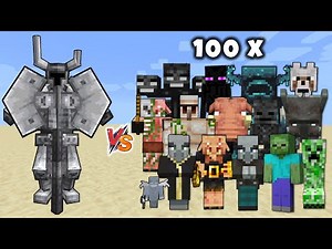 FERROUS WROUGHTNOUT vs All mobs in Minecraft x100 - Ferrous Wroughtnout vs every mob 1v100