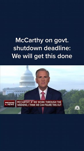 House Speaker Kevin McCarthy joined CNBC's Squawk Box this morning as lawmakers race to reach an agreement on a funding plan that would avoid a government shutdown, saying that "we will get this done." | CNBC