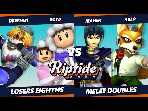 Riptide 2025 TOP 8 - Drephen & Boyd Vs. Aklo & Maher - Smash Melee - SSBM